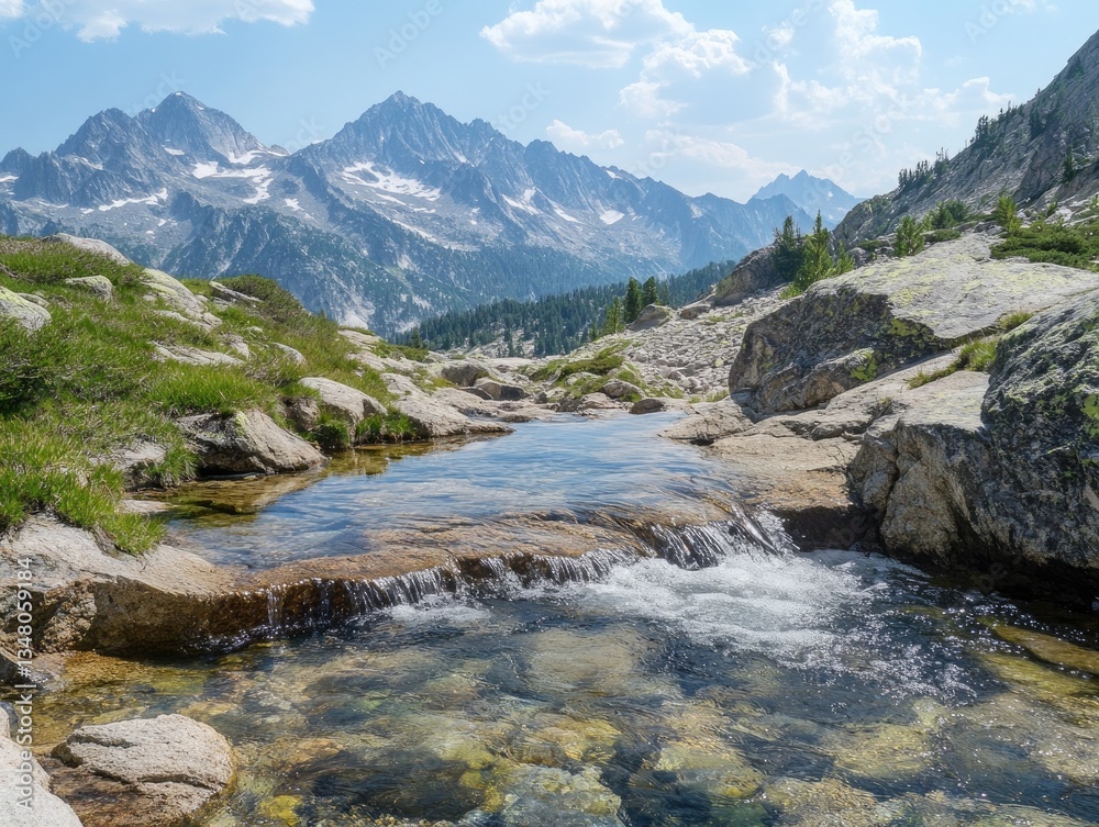 Mountain Stream for Alpine Landscape, Summer. Mountain Stream for Alpine Landscape, Summer.