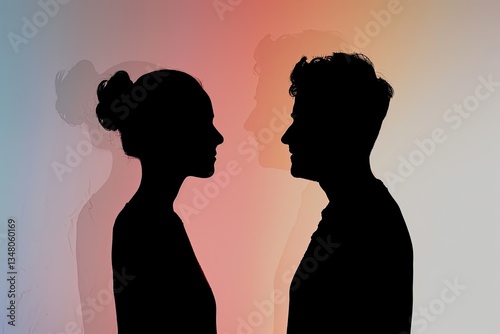 Vibrant Picture of Silhouette of a Couple in Marriage Clash, Facing Divorce or Separation