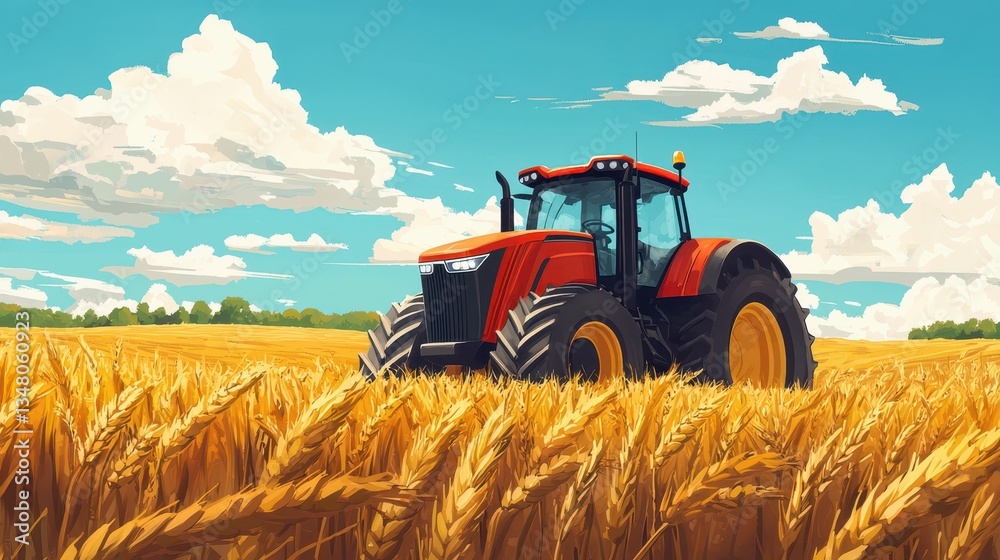 Fototapeta premium Tractor Operating on Farm Field Powered by Biodiesel Fuel Alternative