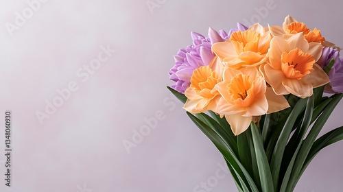 Spring flora action vibrant flower bouquet in nature's embrace captured in soft light
