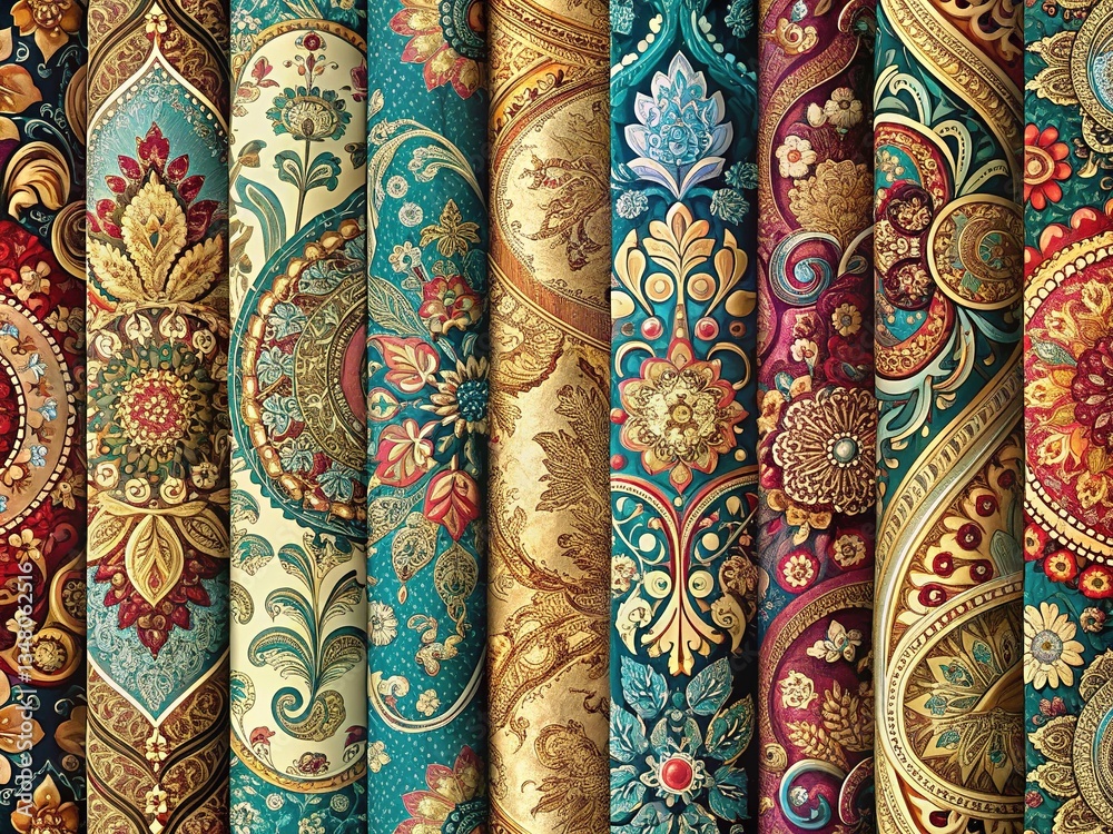 Elegant Fabric Line Art, Seamless Patterns Elegant Fabric Line Art, Seamless Patterns