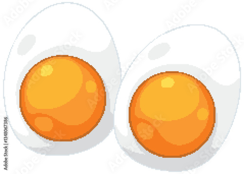 Vector Illustration of Two Halved Boiled Eggs