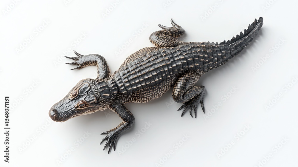 Obraz premium Alligator Lying on White Background