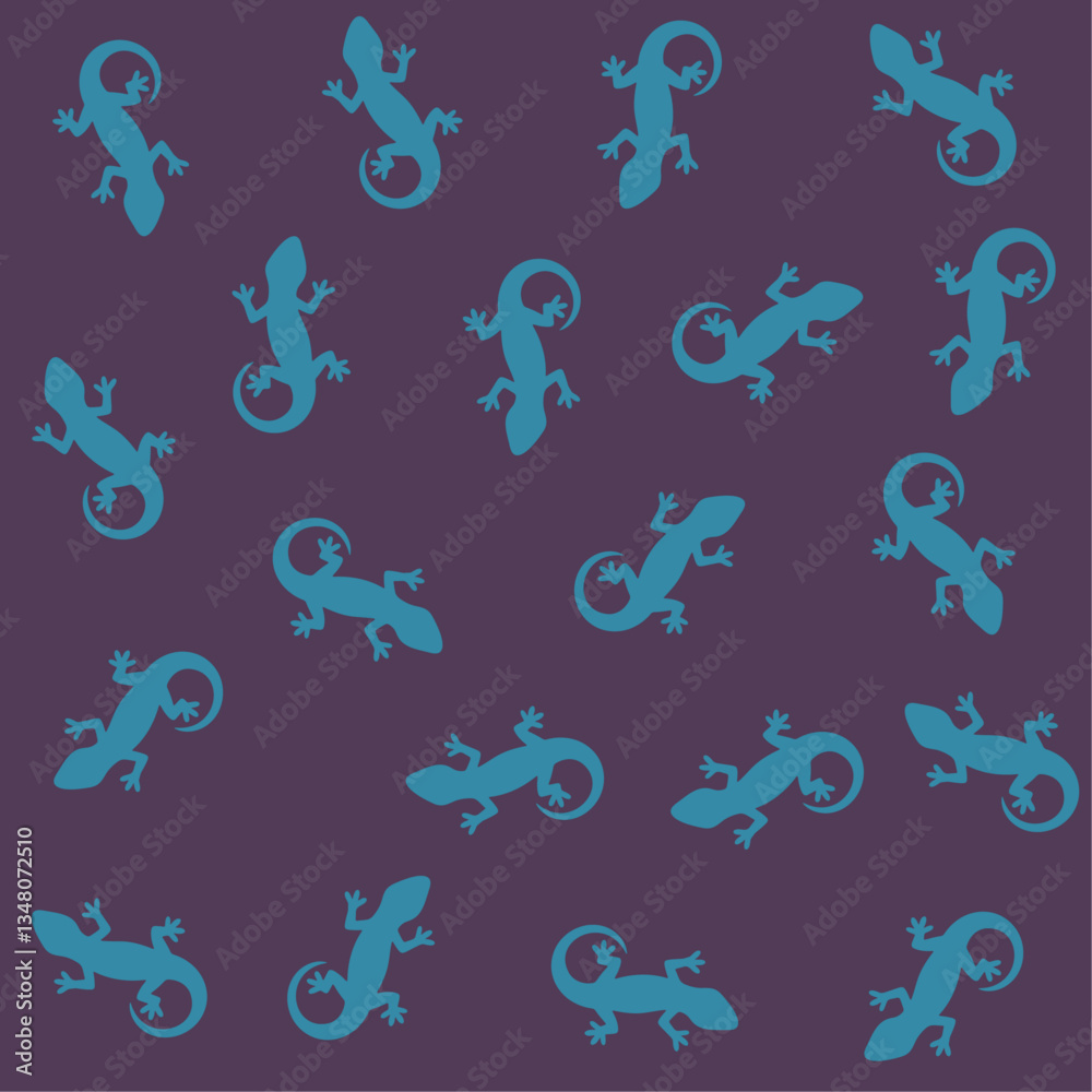 Fototapeta premium a pattern of lizards and geckoles on a purple background