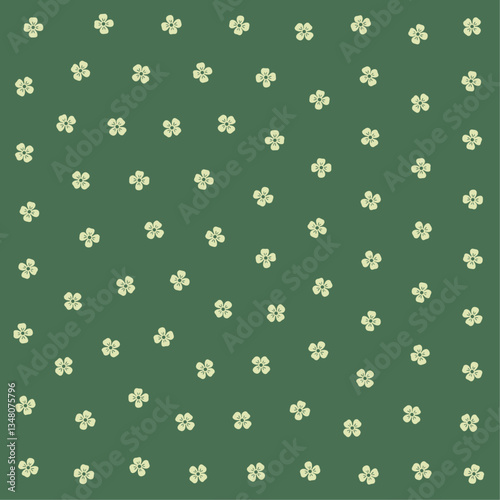 Wallpaper Mural a green and white floral pattern with small flowers Torontodigital.ca