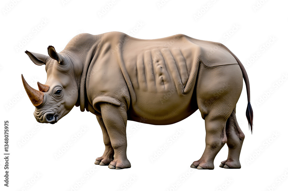 Fototapeta premium The rhinoceros, with its formidable horn and thick skin, is a symbol of strength and resilience in the wild