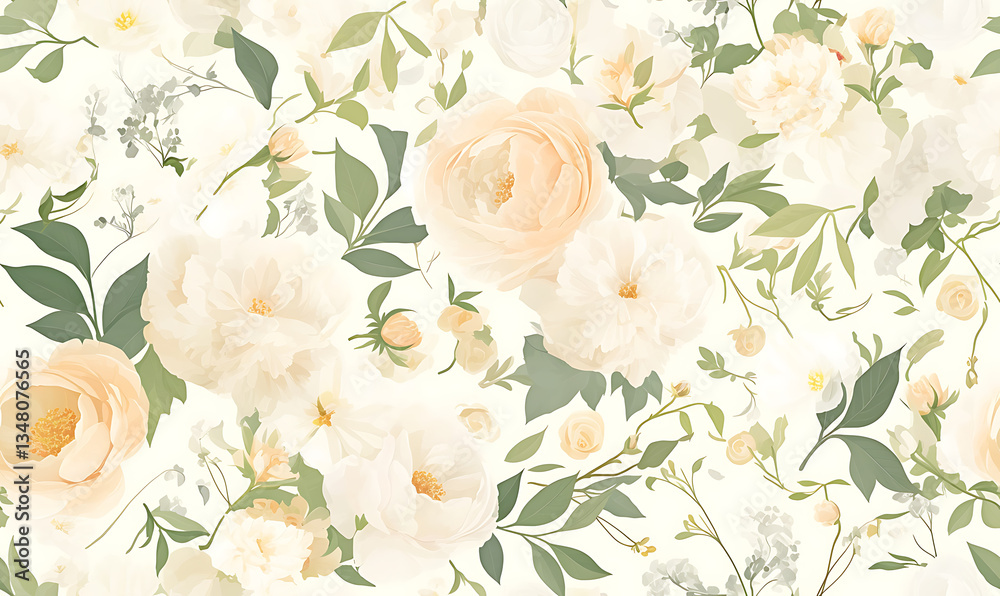 Fototapeta premium Creative 2D Doodle seamless pattern Floral or flower Illustrations