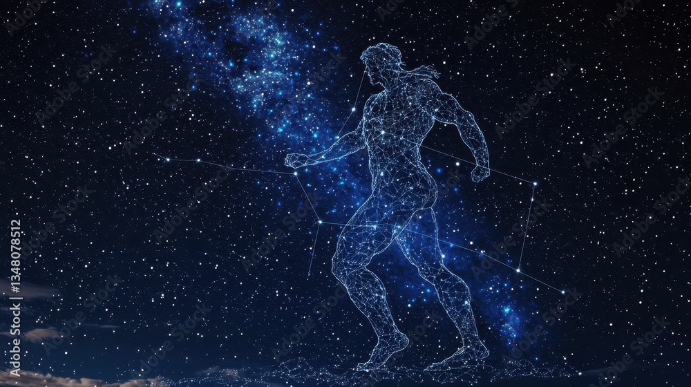 Stunning Cosmic Illustration of Hercules Among the Stars at Night