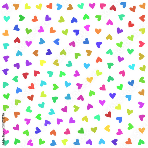 a lot of hearts are scattered on a white background
