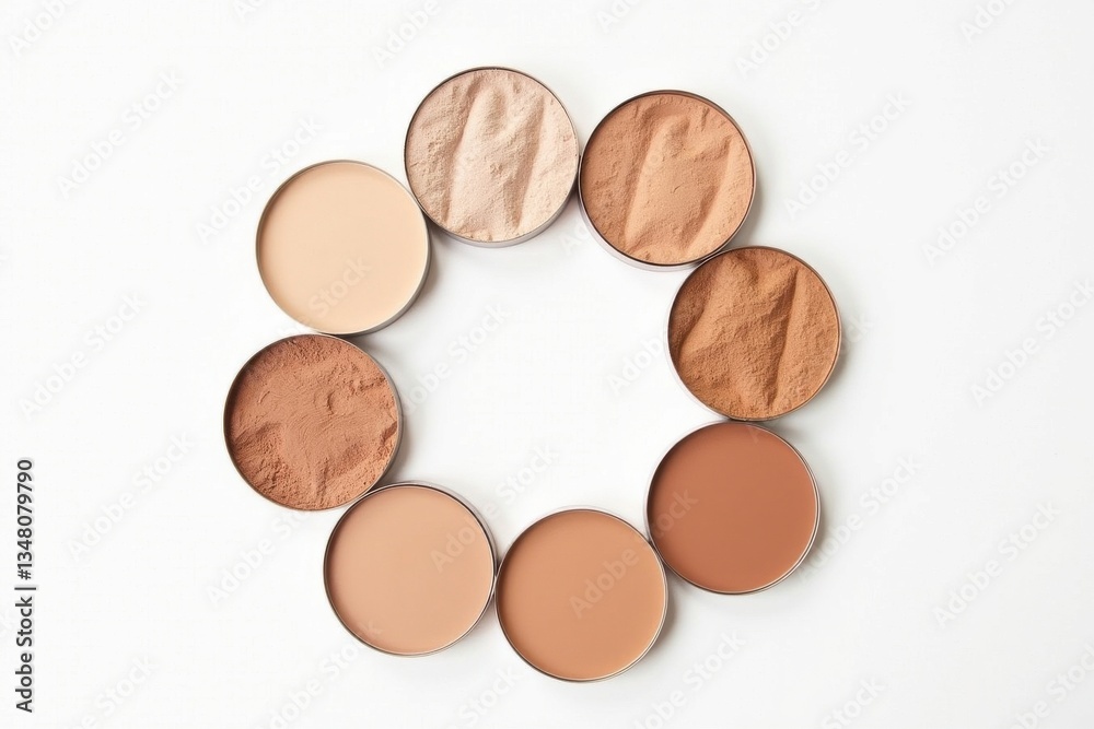 Diverse range of cosmetic powders arranged neatly Diverse range of cosmetic powders arranged neatly