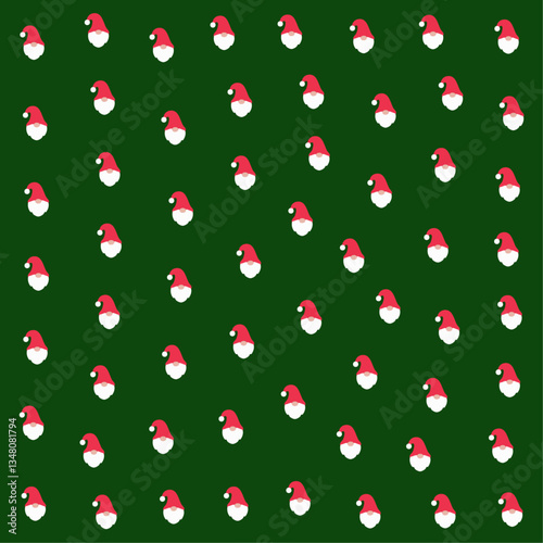 a green background with a pattern of santa hats