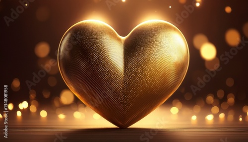 a 3d rendered golden heart with soft lighting