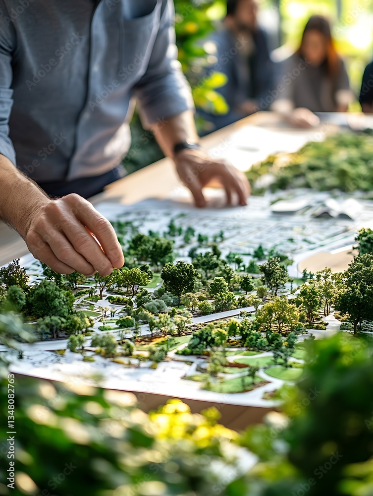 Fototapeta premium Modeling urban green spaces workshop landscape design indoor perspective