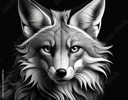 majestic fox portrait a black and white masterpiece
