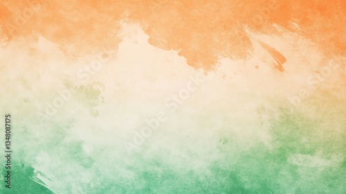 Abstract Tricolor Texture with Painted Effect in Saffron White and Green