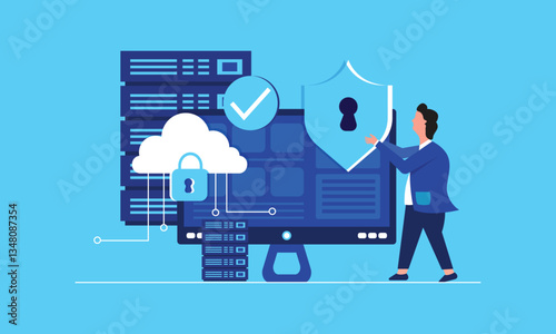 Personal data and cyber internet data security vector concept