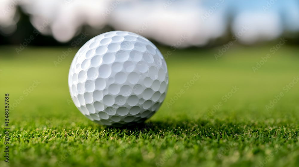 Close-up of Golf Ball on Green Grassy Golf Course Close-up of Golf Ball on Green Grassy Golf Course