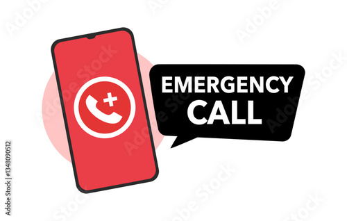 Emergency call concept in flat design. Emergency hotline. 911 calling. Hotline concept