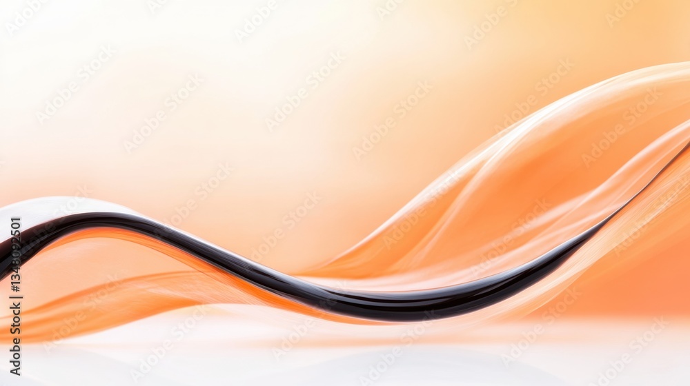 Obraz premium Soft waves of orange and black blend gracefully, creating a serene and modern aesthetic that captivates with its fluidity