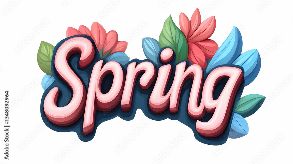 Obraz premium Colorful Spring Floral Typography Design
