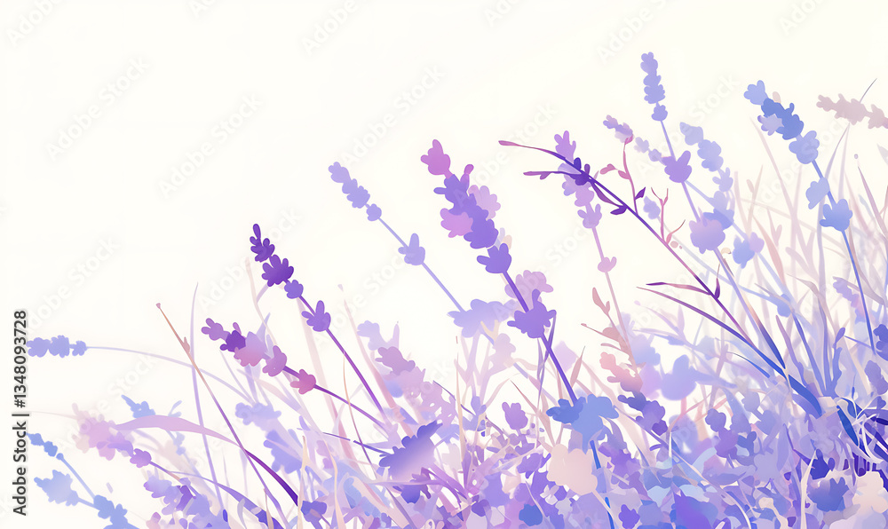 Naklejka premium .Illustration of trees, leaves, grass and various botanical elements on a white background.