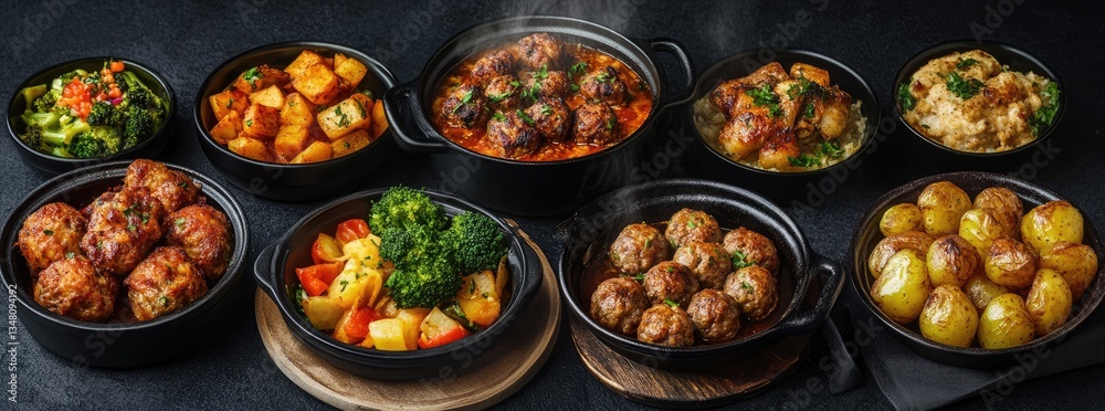 Assorted Hearty Dishes in Small Pots Assorted Hearty Dishes in Small Pots