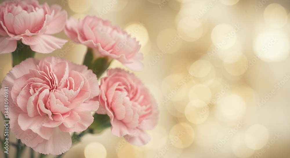 Obraz premium Pink Carnations Bouquet Soft Floral Background Romantic Flowers