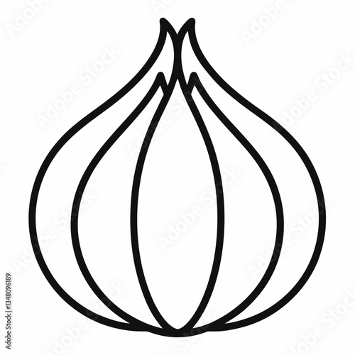 Garlic outline icon on white background 
