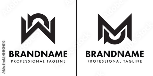 Letters WN or MU Monogram Logo, suitable for any business with WN NW MU UM initials
