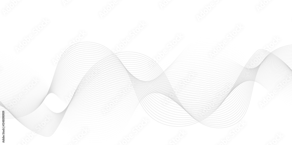 White wave curve lines banner background design. Abstract soft wave lines dynamic flowing gray light isolated background. Vector Illustration of the gray pattern of lines. Black stripes on white . White wave curve lines banner background design. Abstract soft wave lines dynamic flowing gray light isolated background. Vector Illustration of the gray pattern of lines. Black stripes on white .