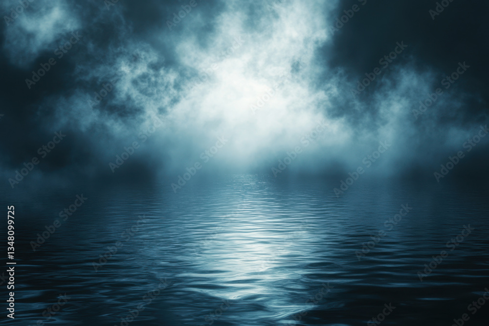 Dark blue ocean under stormy clouds, white waves crashing, a small boat struggles, fighting against the turbulent waters. Dark blue ocean under stormy clouds, white waves crashing, a small boat struggles, fighting against the turbulent waters.