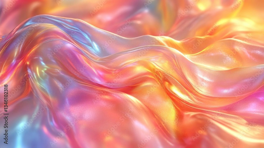 Fototapeta premium Abstract iridescent fabric flowing texture background