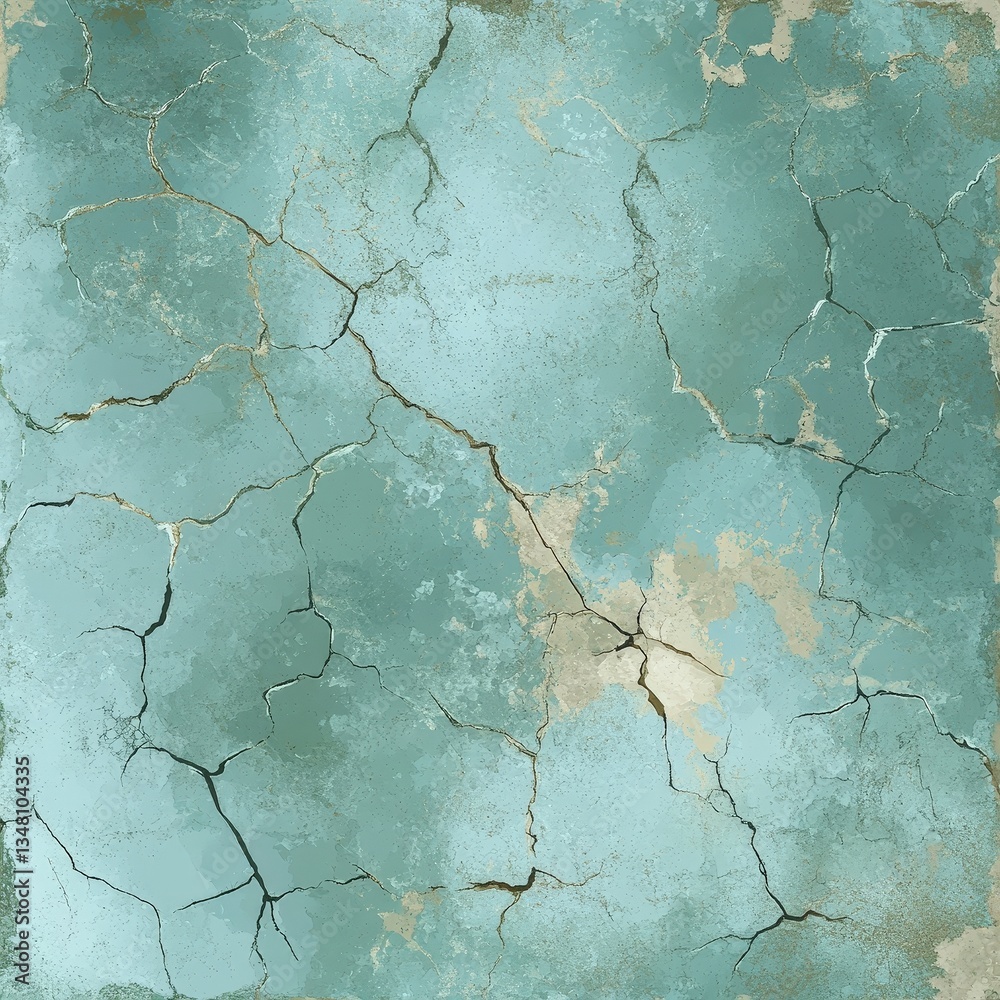 Obraz premium Cracked Teal Wall Texture Background