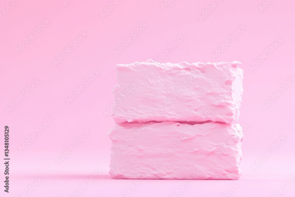 Two stacked, light pink, textured blocks Two stacked, light pink, textured blocks