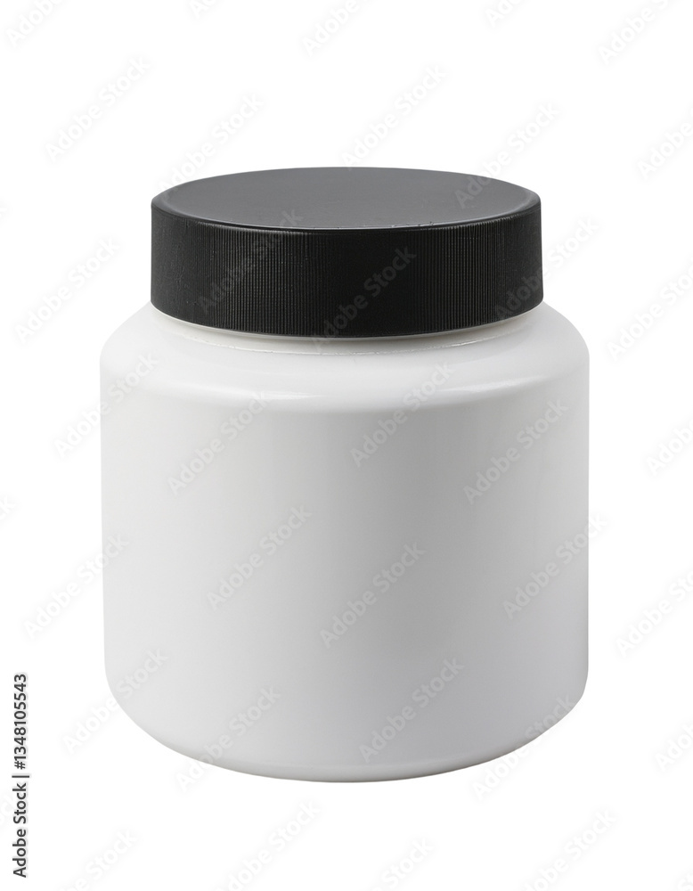 White jar with black lid White jar with black lid