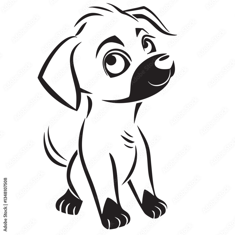 Cute cartoon dog with big expressive eyes and playful demeanor, showcasing friendly and approachable character. This adorable logo design captures essence of joy and companionship Cute cartoon dog with big expressive eyes and playful demeanor, showcasing friendly and approachable character. This adorable logo design captures essence of joy and companionship