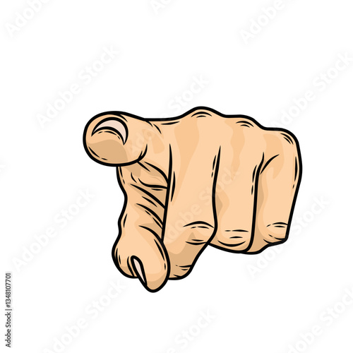 vector hand with a pose pointing forward