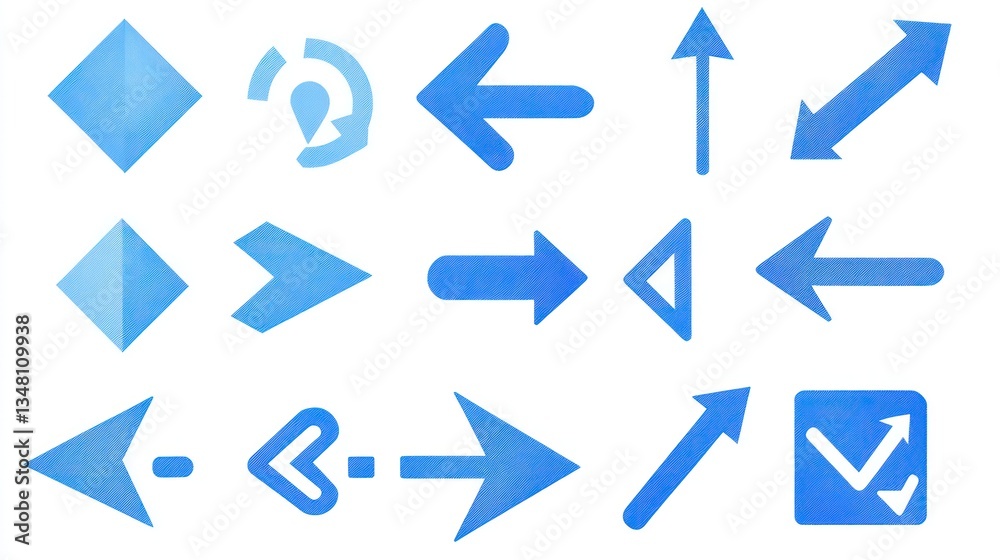 Aqua arrows point in various directions on a white background for navigation Aqua arrows point in various directions on a white background for navigation