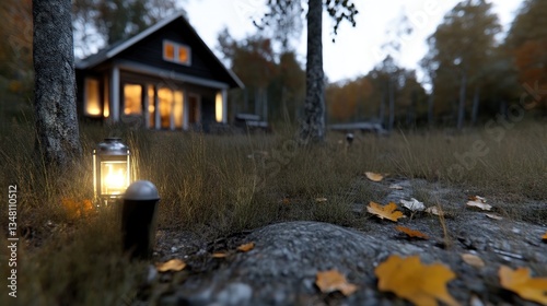 Wallpaper Mural Rustic cabin bathed in warm autumnal glow Torontodigital.ca