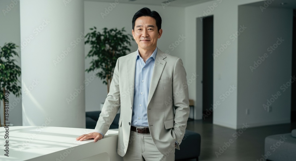 Professional Businessman in Modern Office Setting, Exemplifying Leadership and Success in Corporate Environment Professional Businessman in Modern Office Setting, Exemplifying Leadership and Success in Corporate Environment