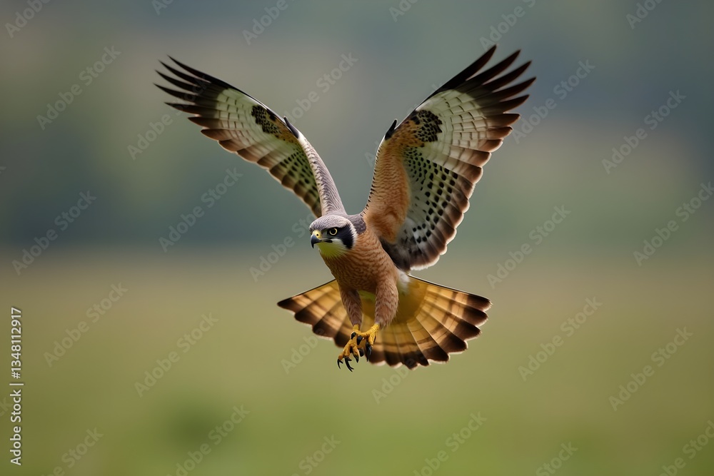 Fototapeta premium A Falcon Swiftly Diving to Capture Its Prey in Midair