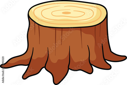 Tree stump with exposed roots and visible growth rings