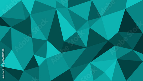 Abstract low-poly triangular background in blue and teal shades. Modern and dynamic, ideal for digital design and branding.