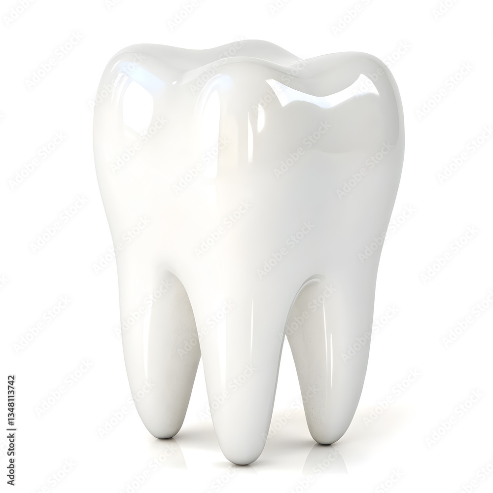 A clean white shiny tooth isolated on white background A clean white shiny tooth isolated on white background