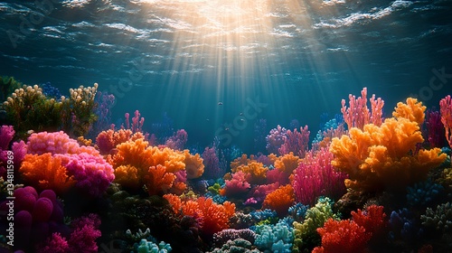 Fototapeta Naklejka Na Ścianę i Meble -  Colorful coral reef beneath the surface of ocean waters