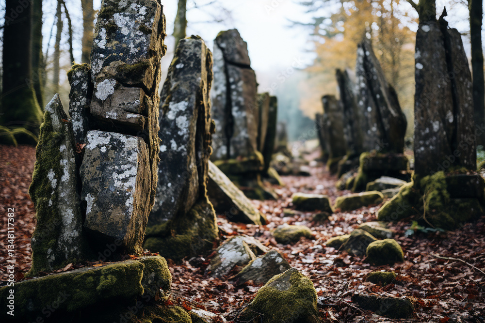 Fototapeta premium Stones, with their unwavering stability and timeless presence, anchor ever changing landscape, while also whispering tales of Earth captivating past