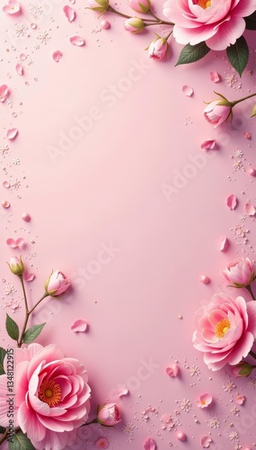 Pastel pink wallpaper with vintage floral pattern and subtle shimmer, delicate, flowers, pattern