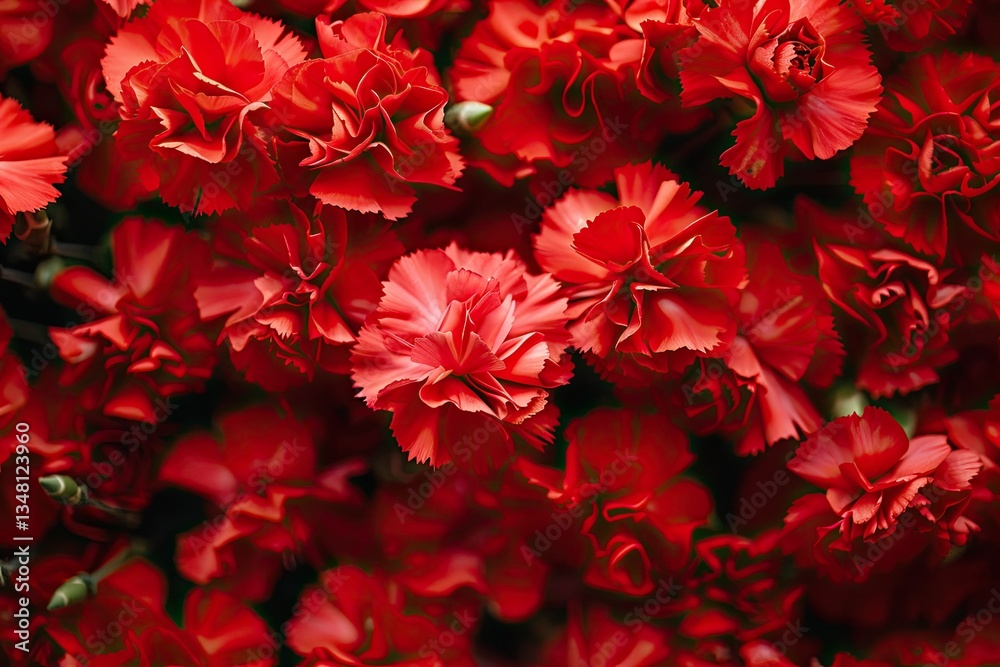 Carnations Flowers with Red Petals Close Up Natural Wallpaper Spring is Here