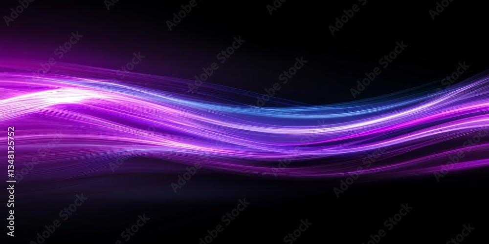 Abstract Glowing Wave Lines on Black Background with Purple and Blue Abstract Glowing Wave Lines on Black Background with Purple and Blue
