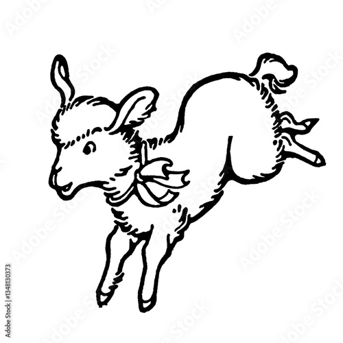 Cute Baby Lamb, Retro Vector Illustration, Scalable to any Size